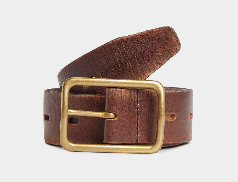 Brown belt with gold hardware