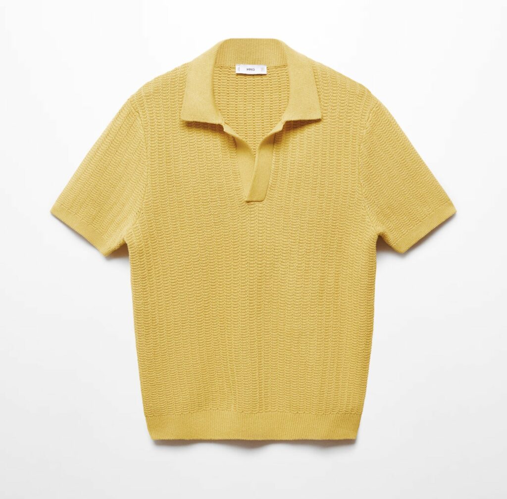 Yellow knit polo shirt