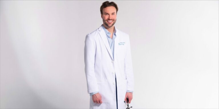 A doctor in a white coat