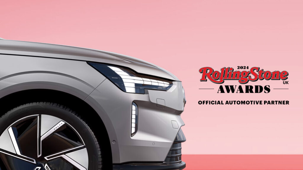 Rolling Stone UK awards graphic featuring a Volvo EX90