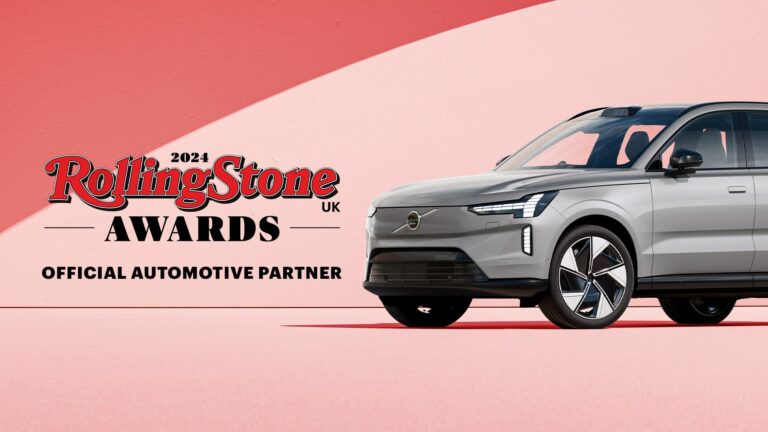 Rolling Stone UK awards graphic featuring a Volvo EX90