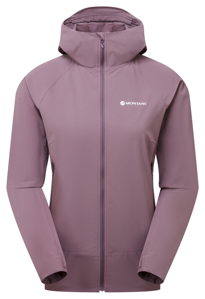 Purple soft-shell hooded jacket 