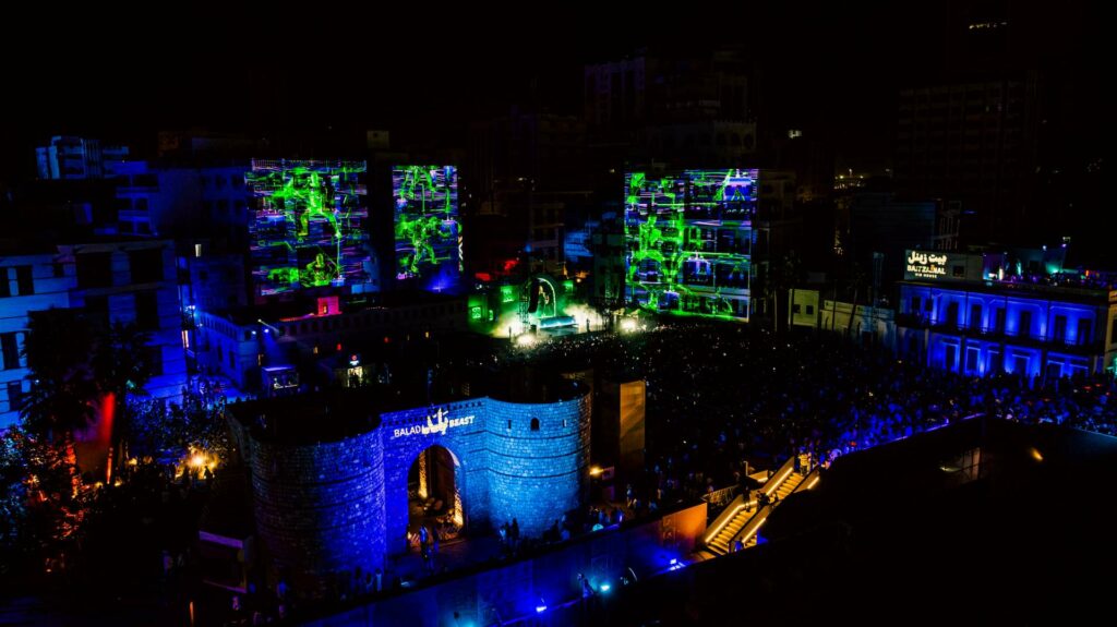 Aerial view of the balad beast festival at night